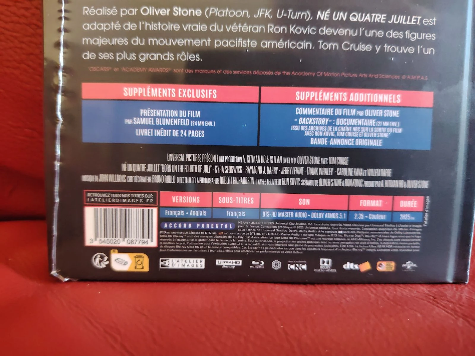 Né un 4 juillet editie collector limitée 4k blu ray livret – photo 2